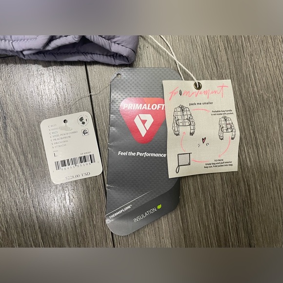 Free People Pippa Printed Packable‎ Puffer Jacket Steel Peach Combo Large - Picture 4 of 12